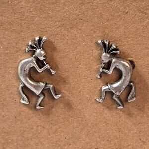 Kokopelli Stud Earrings Sterling Silver Signed – Southwestern Classic